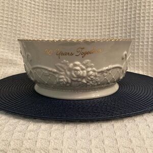 Papel Giftware Now&Forever 50 Years Together Ivory & Gold Floral Decorative Bowl